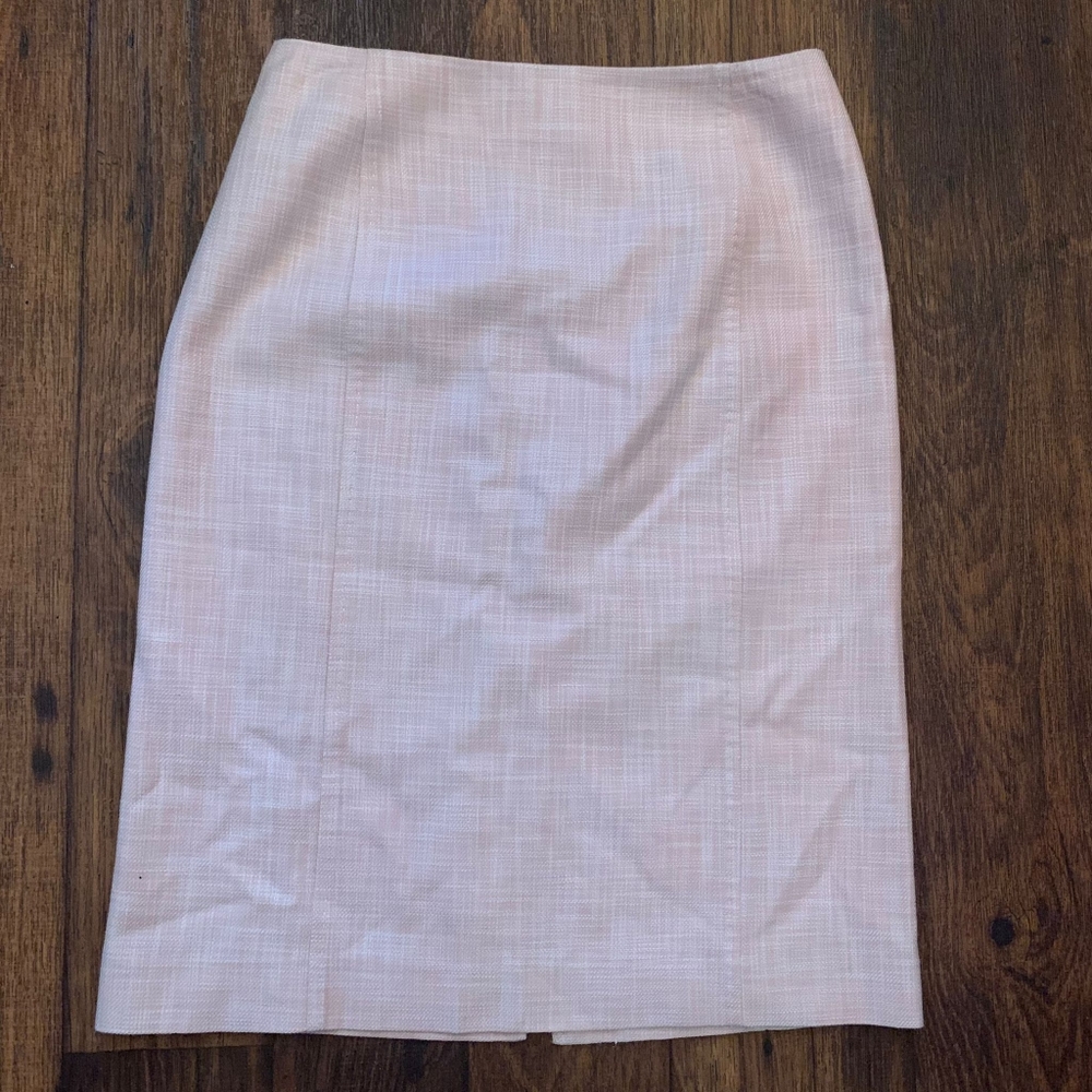Lafayette 148 Pink Salmon tweed wool blend pencil Skirt slit high waist Sz 2